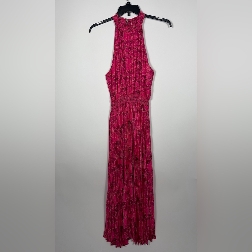 Willa Story “Callie Dress” In Pink & Gold. Sleeveless W/Halter Top.  NWT. Large